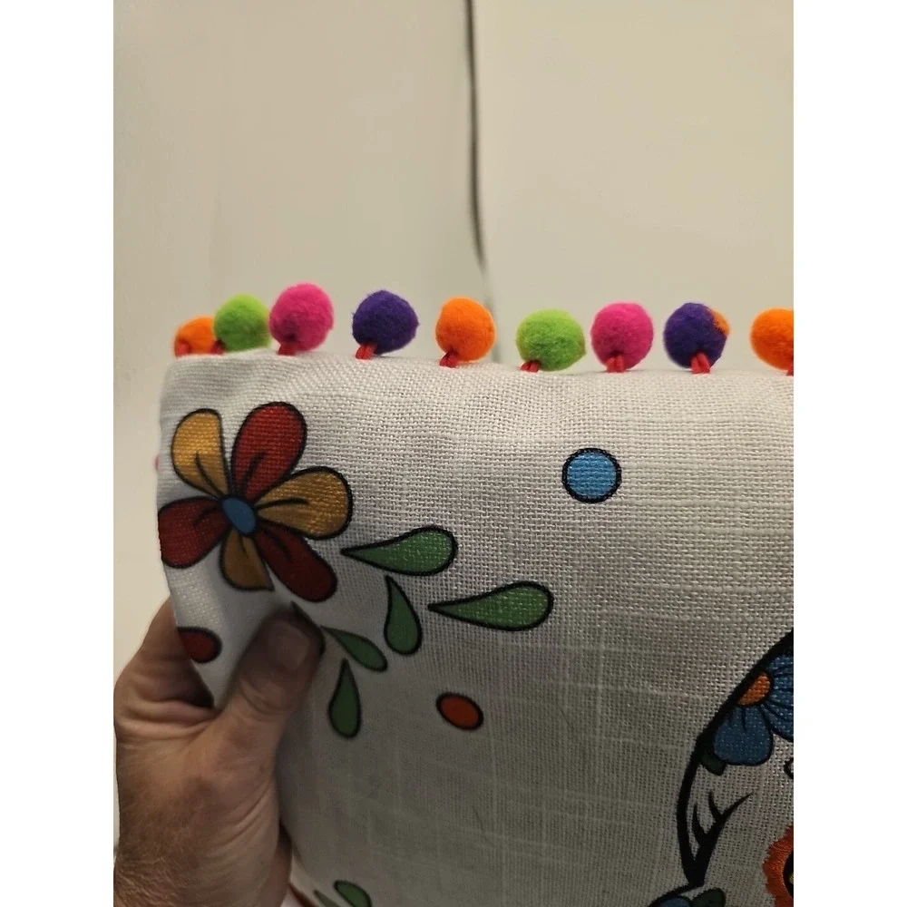 Day Of The Dead Poly Filled Pillow Sugar Skulls. Rectangular Long‎ Smoke Free Ho